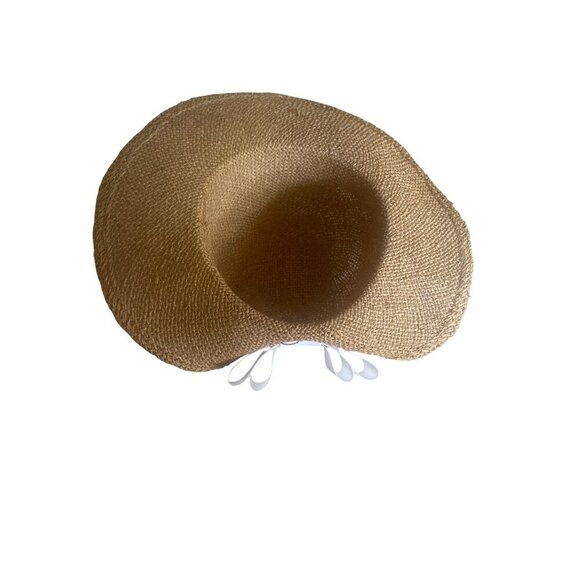 Woven Natural Fiber Hat Ivory Ribbon Detail One Size - Picture 4 of 4